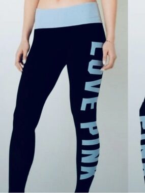 VS PINK 🩵 Leggings Logo 🖤 Yoga
